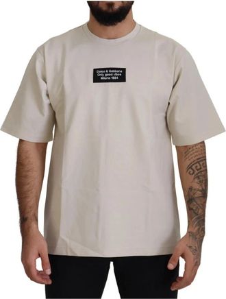 Dolce & Gabbana T-shirt met ronde hals en korte mouwen - Heren - T-shirts - Wit - S - Katoen - Tops