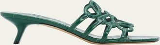 Loewe Petal Anagram 45mm Croc-Embossed Leather Sandals