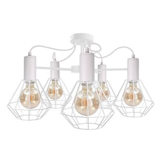 Netlighting Lars Multi Arm Semi Flush Ceiling Light White 60cm 5x E27