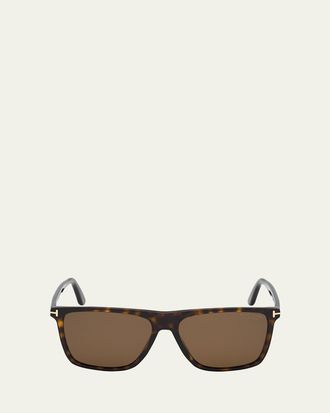 Tom Ford Mens Fletcher Polarized Square Acetate Sunglasses