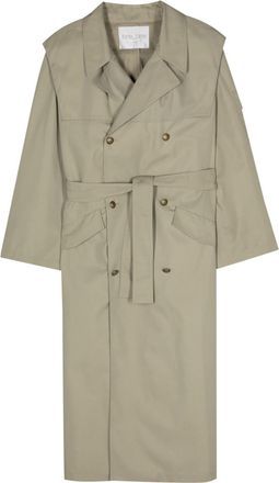 Forte_Forte belted double-breasted coat - women - Polyester - 0 - Green