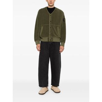 Stone Island Cotton V-Neck Cardigan - Green