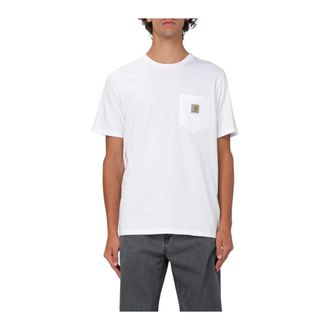 Carhartt Work in Progress T-Shirts, male, White, XL, Relaxed Fit Pocket T-Shirt