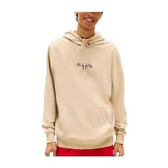 Tommy Hilfiger Hoodies, male, Beige, Size: XL Back Graphic Terry Hoody