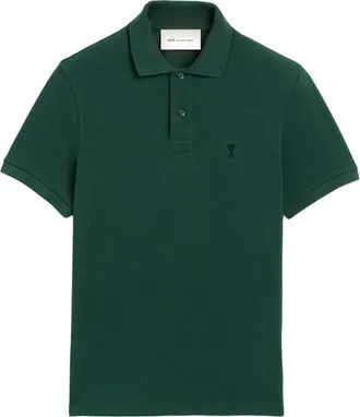 Ami Minimalist Green Polo Shirt with Classic Collar