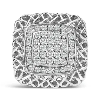 House of Brilliance Sterling Silver 1.0 Cttw Diamond Celtic Knot Cocktail Ring