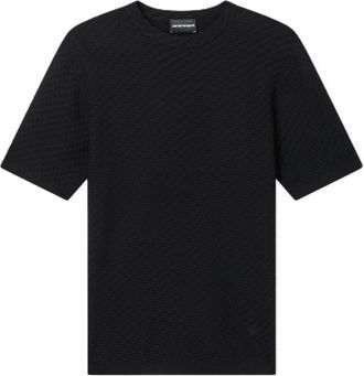 Emporio Armani Zwart gebreid T-shirt voor heren - Heren - T-shirts - Zwart - M - Wol - Tops