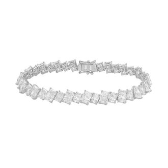 Diana M. Jewels 14kt White Gold 15.00cts Lab Grown Slanted Radiant Diamond Tennis Bracelet