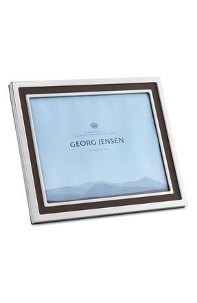 Georg Jensen Stainless Steel & Leather Picture Frame in Silver at Nordstrom, Size 8X10
