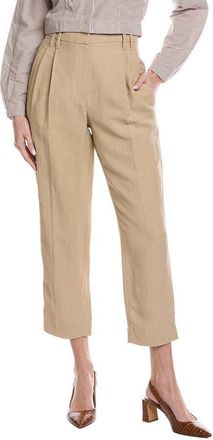 Brunello Cucinelli Beige Linen Blend Cropped Trousers, Brand Size 38 (US Size 4)