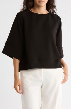 T Tahari Scuba Knit Sweatshirt in Black at Nordstrom Rack, Size X-Large