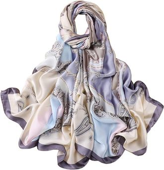 Generic Elegant Luxury Silk Scarf Beach Shawl (Purple Vintage Paisley) Womens Gift