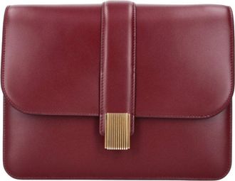Khaite Burgundy Blake Gold-Closure Leather Shoulder Bag