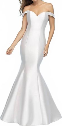 Allure Bridals Off-The-Shoulder Mermaid Wedding Dress In Diamond White