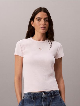 Calvin Klein Jeans Calvin Klein Womens Woven Monologo Rib Tee - Grey - XL