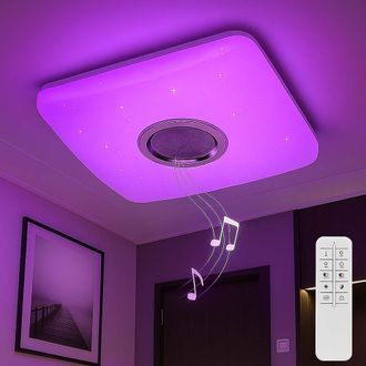 Globo Lighting Globo - Lampada Da Soffitto Lampada Da Soggiorno Luce Notturna Dimmerabile, Telecomando Led Rgb App Bluetooth, 1x Led 18w 1120lm 3000-6000k, Lxpxa 37x