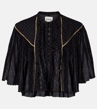 Isabel Marant Veenia embellished cropped cotton top
