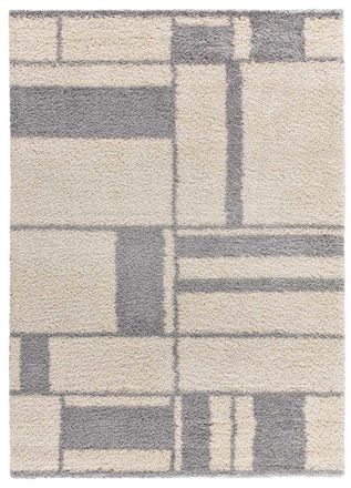 Atticgo Alfombra de pelo largo geometrica beige/gris 133x190 cm