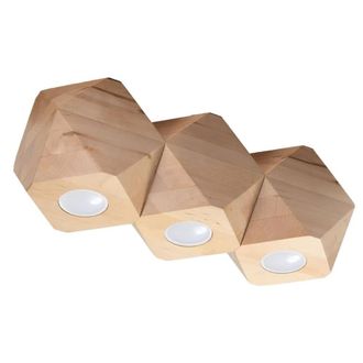 Wonderlamp L&aacute;mpara de techo de madera natural con 3 luces