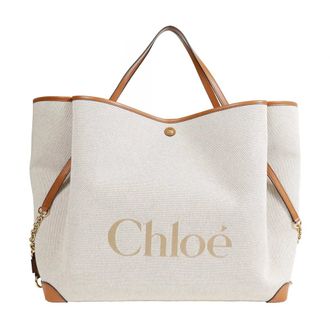 Chlo&eacute; Clover Double Carry Bag - female - Chlo&eacute; - Shopping Bags - Beige - ONE SIZE - Bags