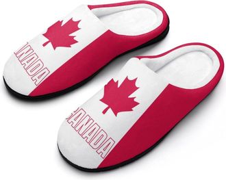 Generic Canadian Flag Funny Womens Cotton Slippers Shoes Novelty Soft Non-Slip Sole Home Shoe
