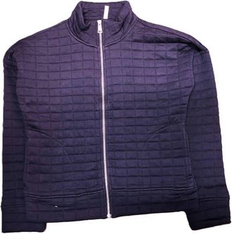 Beach Time Womens Quilted Soft Zip Front Jacket In Black