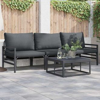 vidaXL vidaXL Set Divano da Giardino Antracite Acciaio
