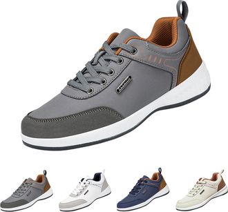 Generic Mens Lace-up Sneakers Classic Leather Sports Shoes Outdoor Walking Running Sneakers Comfortable Casual Breathable Walking Shoes Athletic Fitness Casua