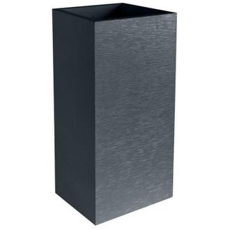 Eda Eda - Maceta Alta Cuadrada Graphit - 39,5 X 39,5 X H 80 Cm - 31 L - Gris Antracita