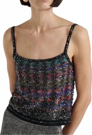 M Missoni Sequin-Embellished Striped Top In Black Multi