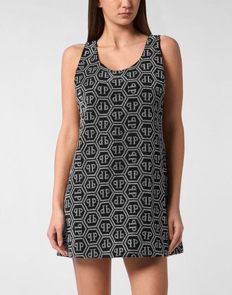 Philipp Plein Mini Dress Monogram Strass Women in Black at Nordstrom, Size X-Small