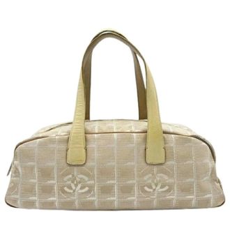Chanel Pre-owned New Travel Line Boston Bag - Dames - Pre-owned - Beige - Maat: ONE Size Leer