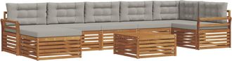 vidaXL Set Di Divani Da Esterno 8 Pz Grigio Naturale E Chiaro Vidaxl