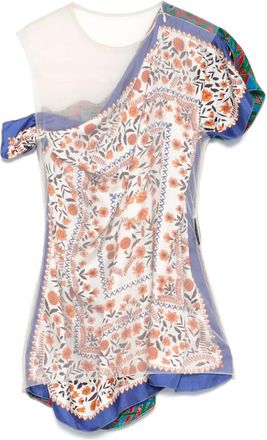 Marine Serre Top a strati in seta - Toni neutri