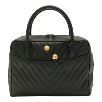 Chanel Black Leather Handbag Tote Bag (Pre-Owned)