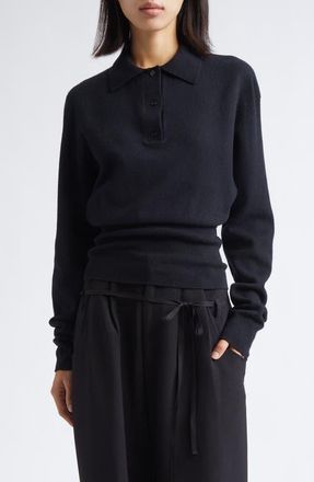 Renaissance Renaissance Isa Merino Wool Polo Sweater in Black at Nordstrom, Size 4 Us