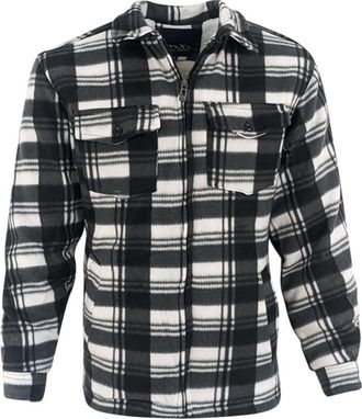 Generic Male Padded-Shirts Quilted Fleece Lumberjack Shirt Top Coats Jackets (as8, alpha, l, regular, regular, White black)