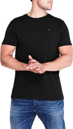 Tommy Jeans Heren Geborduurd Logo Los T-shirt (Zwart)