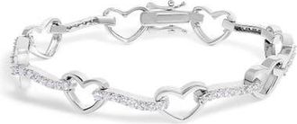 House of Brilliance 10K White Gold 2.0 Cttw Diamond Heart Link Bracelet at Nordstrom, Size 7.25