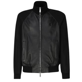 Dsquared2 Contrast Arms Zwarte Leren Jas