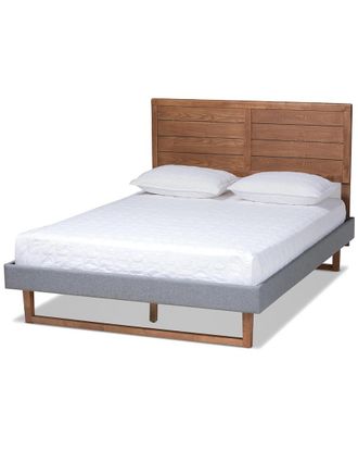 Baxton Studio Dnu Baxton Studio Gabriela Rustic Modern Upholstered & Wood Full Platform Bed