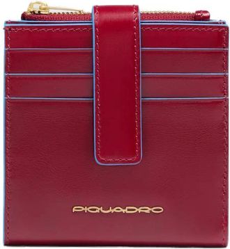 Piquadro Leather womens cardholder with zipped money pocket and Rfid protection - Heren - Portefeuilles - Rood - ONE Size - Accessoires