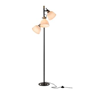 Sulion Pie de sal&oacute;n 3xE27 Metal Negro y Cristal Blanco