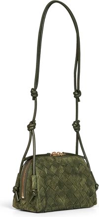 Bottega Veneta Womens Pouch Concert Green Tweed Calfskin