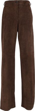 Antonelli Brown Straight-Leg Leather Pants