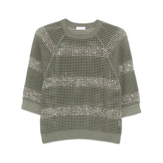 Brunello Cucinelli Dames, Truien, Groen, Maat: S