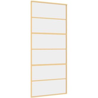 vidaXL Puerta Corredera Dorada De Vidrio Esg Transparente Y Aluminio Vidaxl