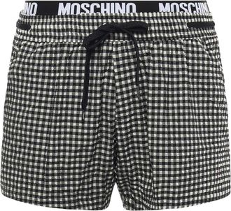 Moschino Checked Swim Trunks With Logo
