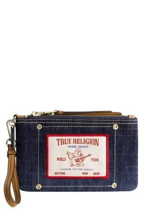 True Religion Buddha Patch Denim Wristlet in Dark Denim at Nordstrom