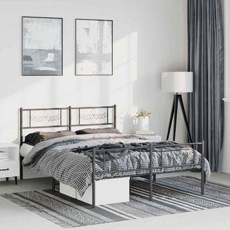 vidaXL Estructura Cama Sin Colch&oacute;n Con Estribo Metal Negro 135x190 Cm Vidaxl